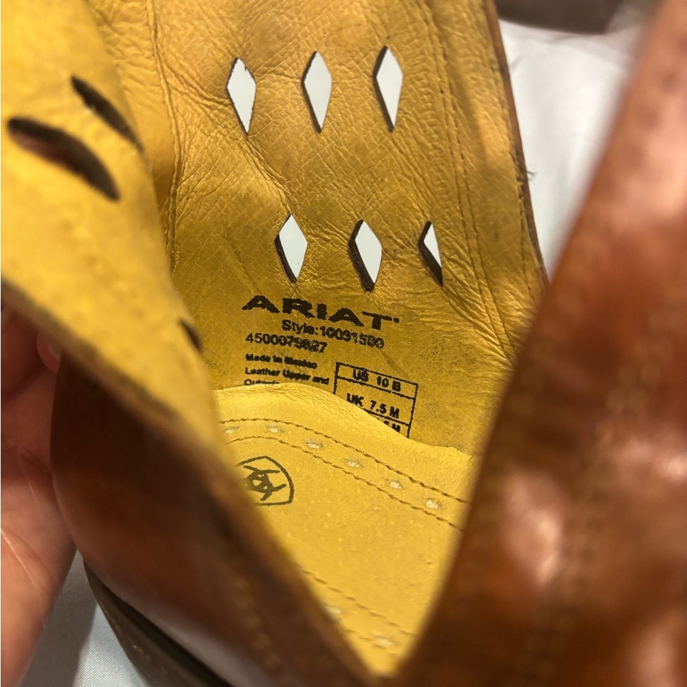 Ariat Tan Leather Ankle Boots with Cutout Design - Picture 2 of 7